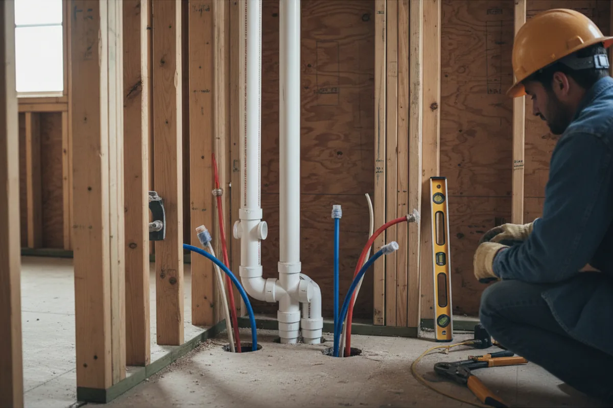 Drain and supply rough-in during Drain Cleaning in Mckinney